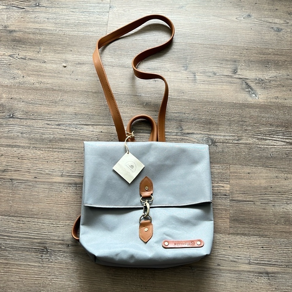 Bonendis Lucas Tiny 3 in 1 Backpack Light Grey Crossbody Eco-Leather NWT